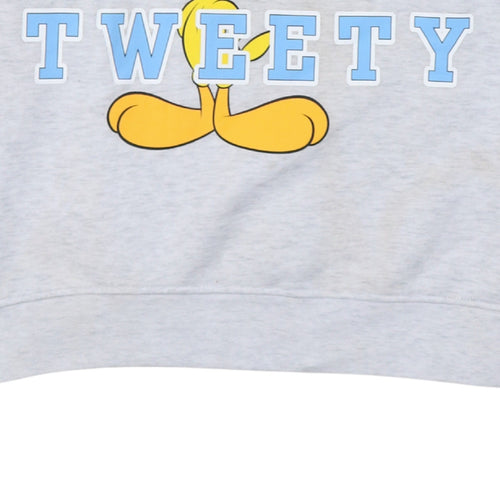 Looney Tunes Tweety Grey Pullover Sweatshirt Women M 12/14