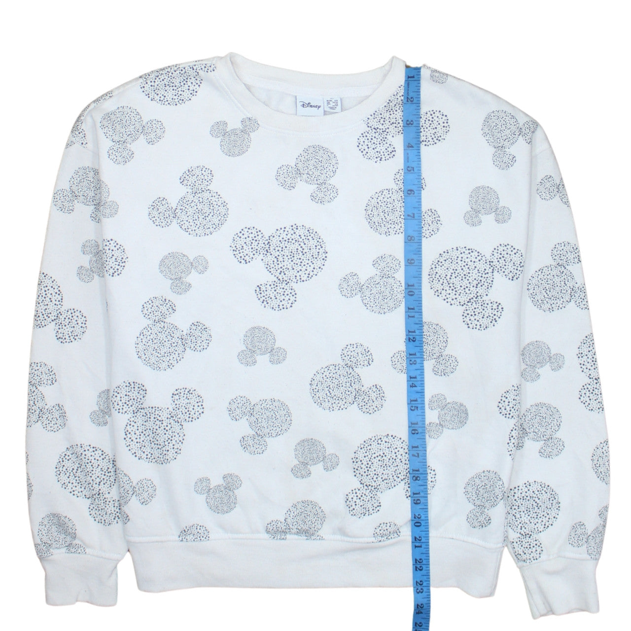 Disney Women White Mickey Pattern Pullover Sweatshirt XS