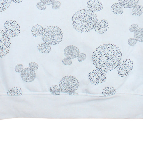 Disney Women White Mickey Pattern Pullover Sweatshirt XS