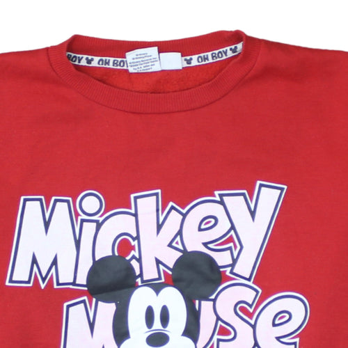 Disney Women's Red Mickey Mouse Pullover Sweatshirt Size S 10/12