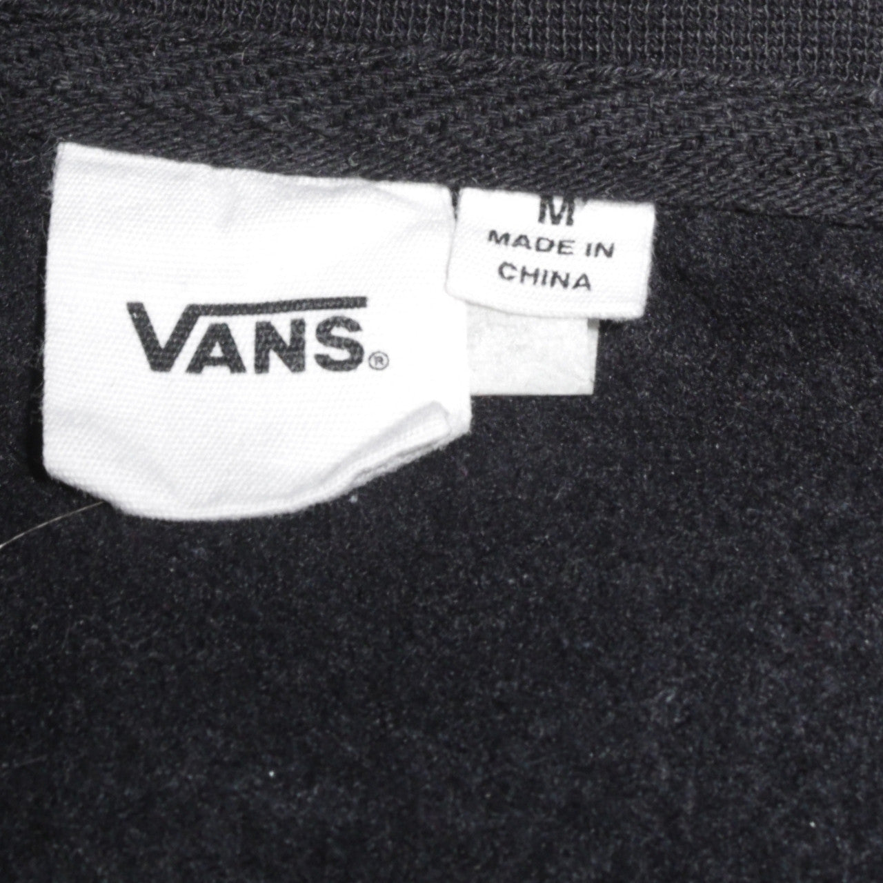 Vans Womens Black Medium Pullover Sweatshirt Check Logo Crew Neck