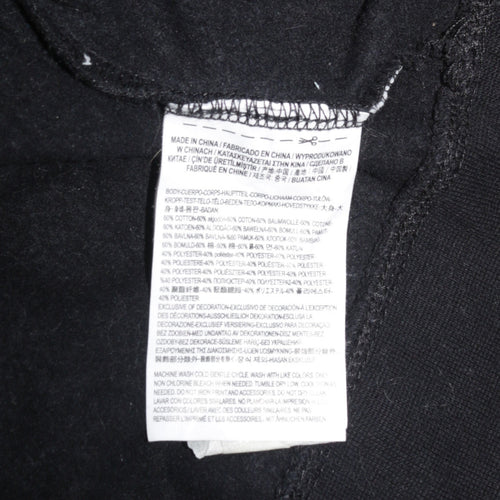 Vans Womens Black Medium Pullover Sweatshirt Check Logo Crew Neck