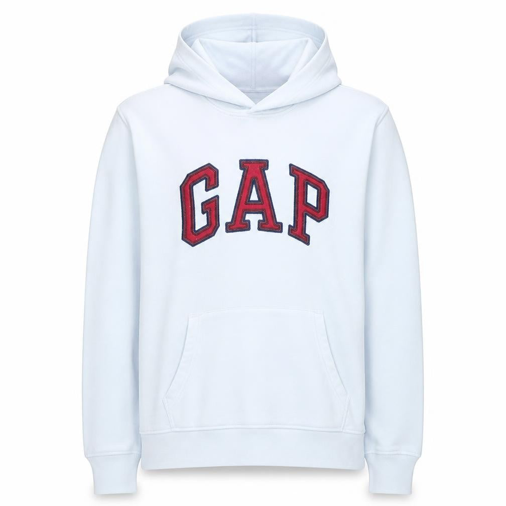 Gap Men’s White Logo Pullover Hoodie Fleece M Regular Fit