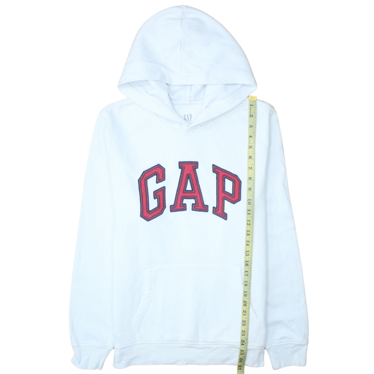 GAP Men’s White Logo Pullover Hoodie Fleece M Regular Fit