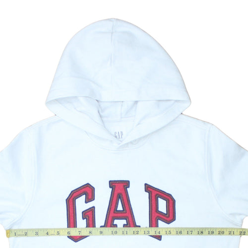 GAP Men’s White Logo Pullover Hoodie Fleece M Regular Fit