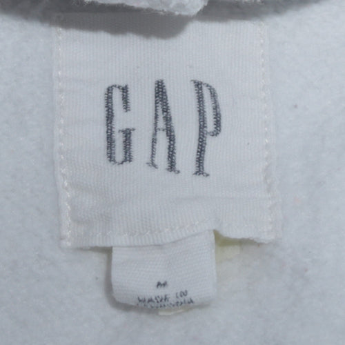 GAP Men’s White Logo Pullover Hoodie Fleece M Regular Fit