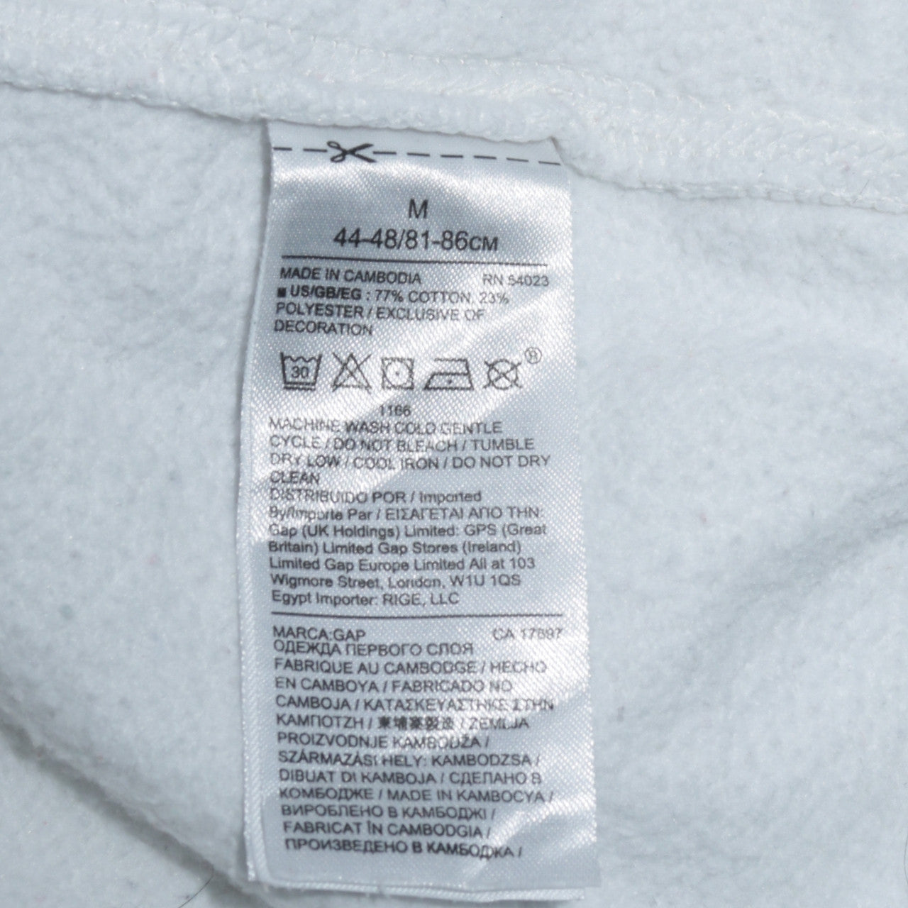 GAP Men’s White Logo Pullover Hoodie Fleece M Regular Fit