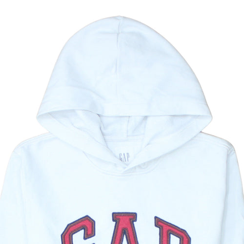 GAP Men’s White Logo Pullover Hoodie Fleece M Regular Fit