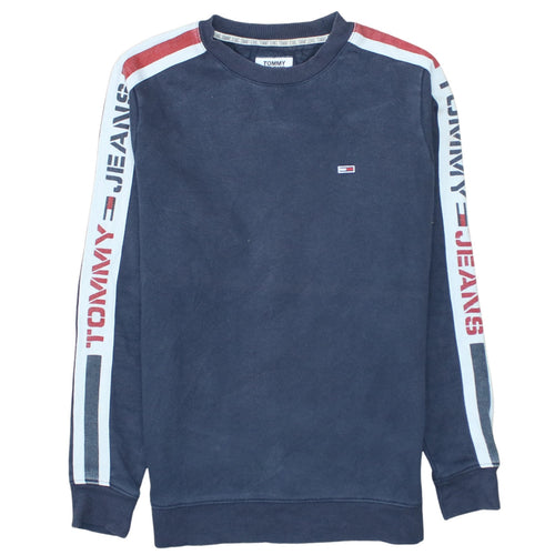 Tommy Jeans Men's Blue Logo Stripe Crew Neck Sweatshirt M
