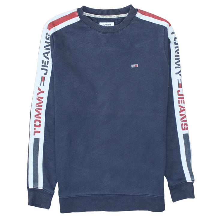 Tommy Jeans Men's Blue Logo Stripe Crew Neck Sweatshirt M