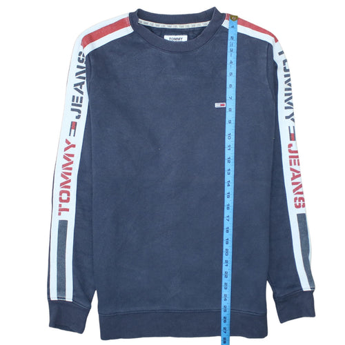 Tommy Jeans Men's Blue Logo Stripe Crew Neck Sweatshirt M