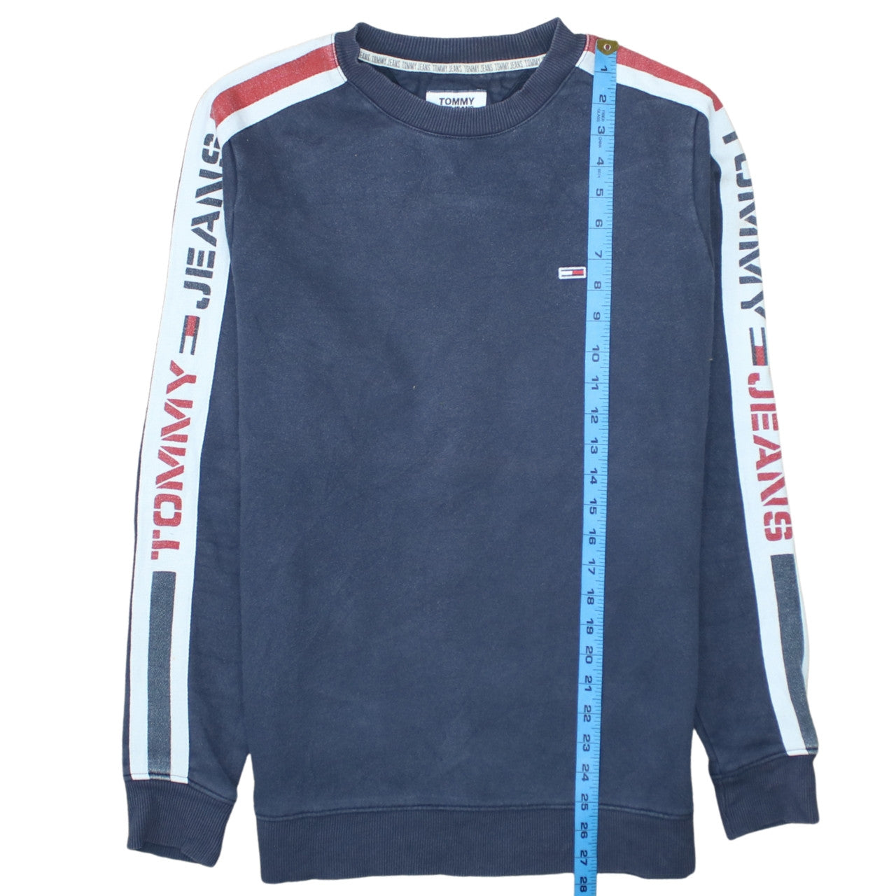 Tommy Jeans Men's Blue Logo Stripe Crew Neck Sweatshirt M