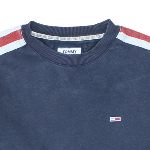 Tommy Jeans Men's Blue Logo Stripe Crew Neck Sweatshirt M