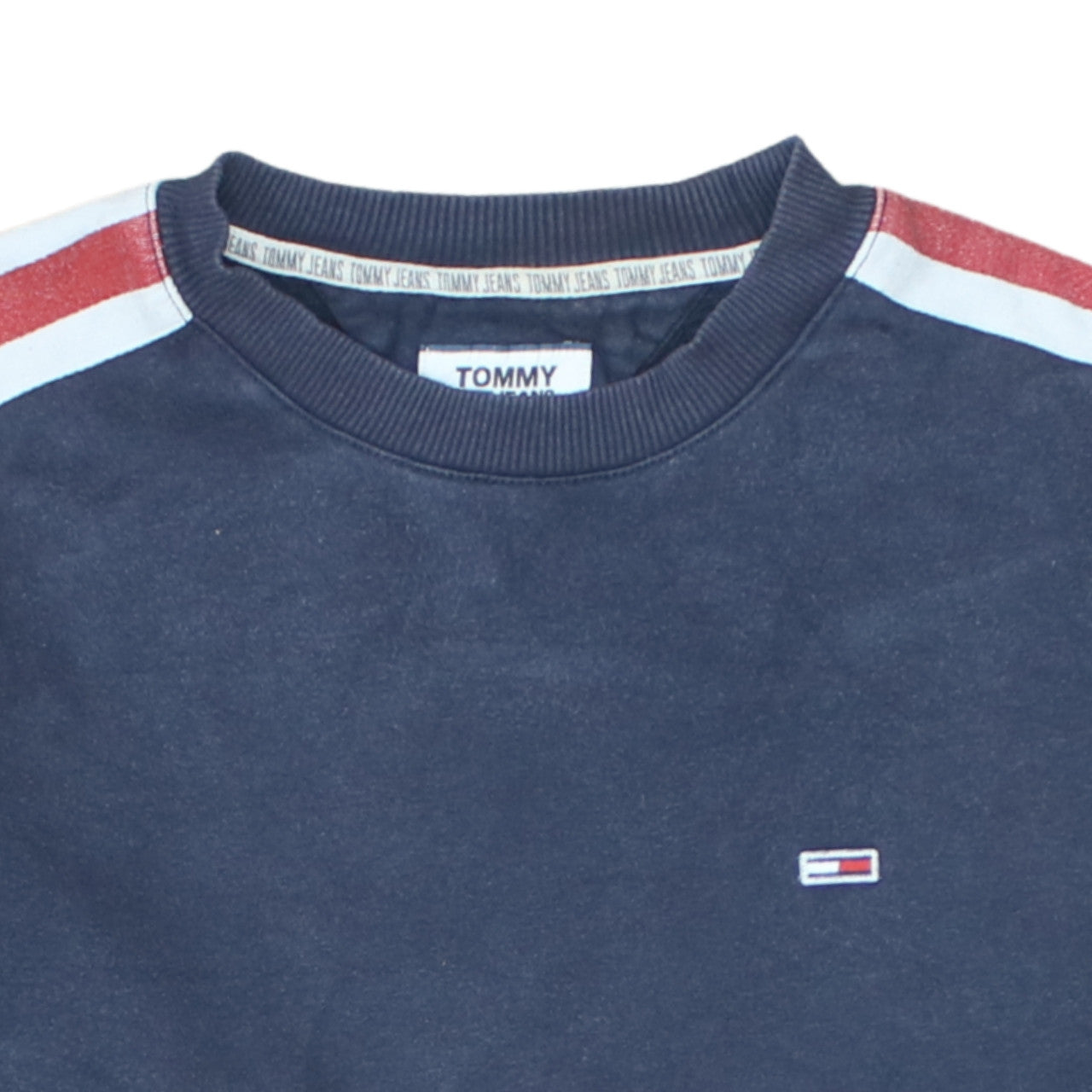 Tommy Jeans Men's Blue Logo Stripe Crew Neck Sweatshirt M