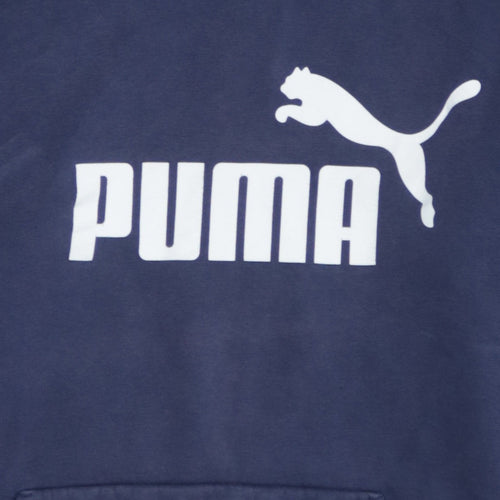 Puma Men's Blue Pullover Hoodie Small Logo Fleece Sweatshirt