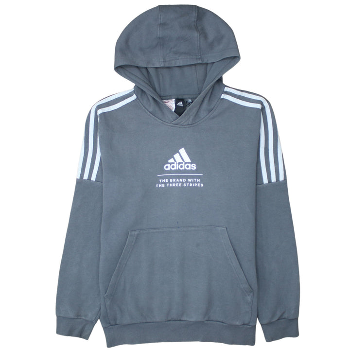 Adidas Boys Grey Pullover Hoodie 14 Years Logo Hooded Sweatshirt