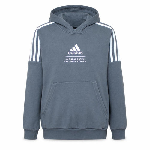 Adidas Boys Grey Pullover Hoodie 14 Years Logo Hooded Sweatshirt