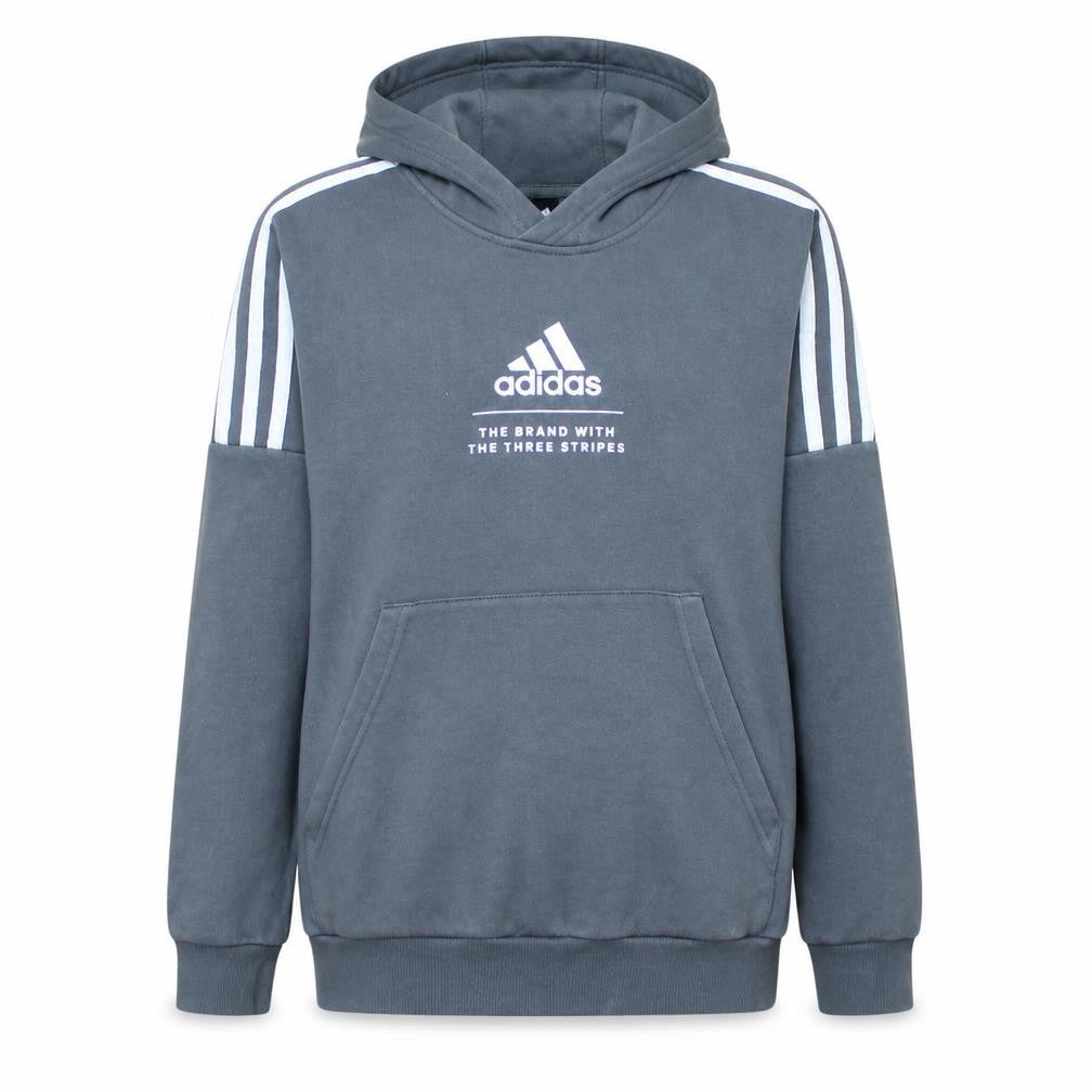 Adidas Boys Grey Pullover Hoodie 14 Years Logo Hooded Sweatshirt
