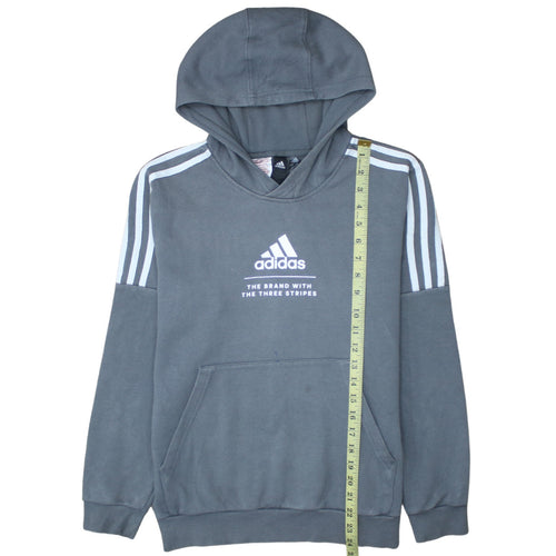 Adidas Boys Grey Pullover Hoodie 14 Years Logo Hooded Sweatshirt