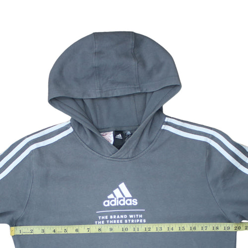 Adidas Boys Grey Pullover Hoodie 14 Years Logo Hooded Sweatshirt