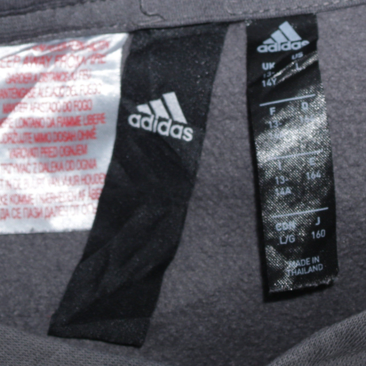 Adidas Boys Grey Pullover Hoodie 14 Years Logo Hooded Sweatshirt