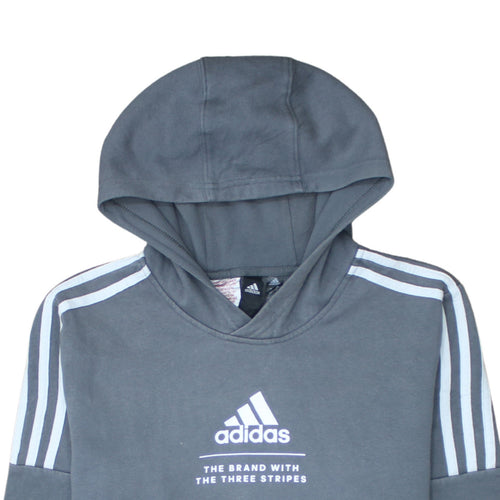 Adidas Boys Grey Pullover Hoodie 14 Years Logo Hooded Sweatshirt
