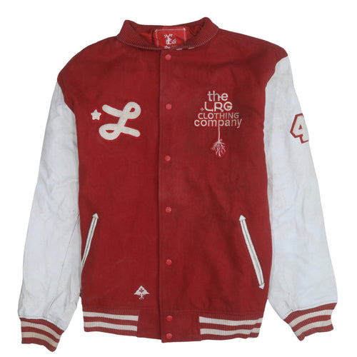 LRG Men's Red Varsity Jacket 2XL Wool Leather Team Captain
