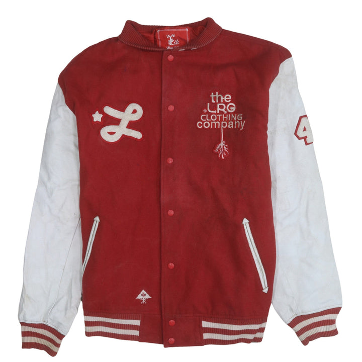 LRG Men's Red Varsity Jacket 2XL Wool Leather Team Captain