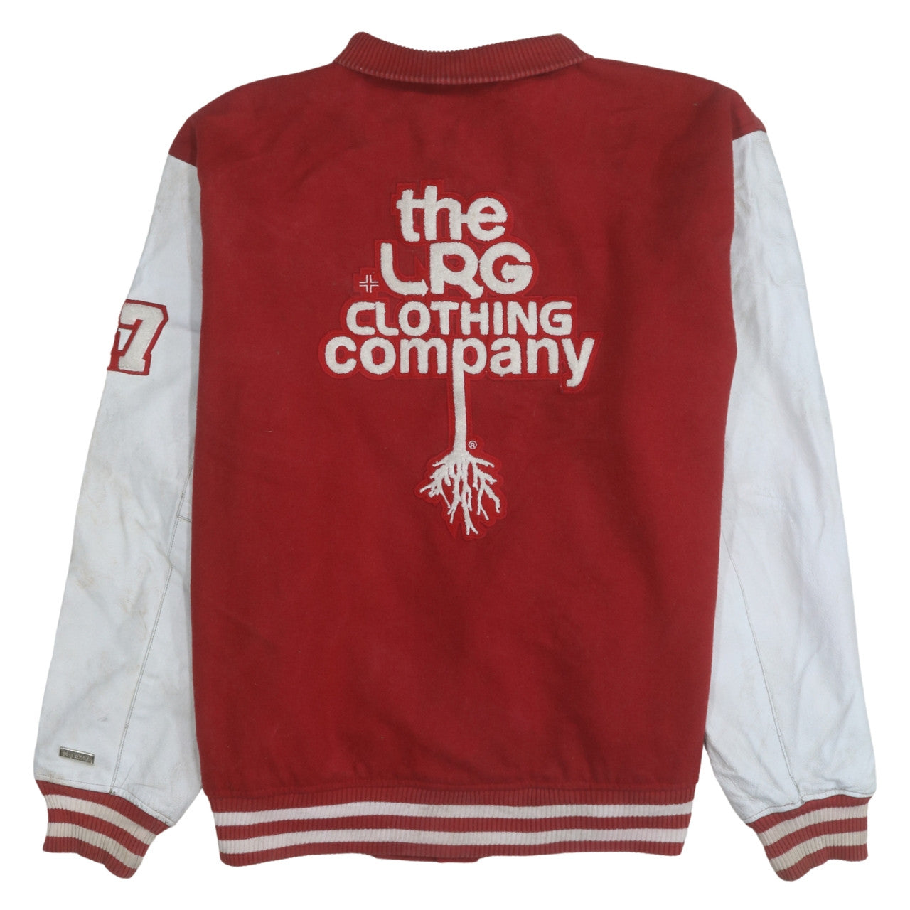 LRG Men's Red Varsity Jacket 2XL Wool Leather Team Captain