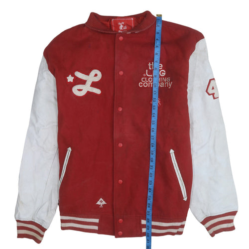 LRG Men's Red Varsity Jacket 2XL Wool Leather Team Captain