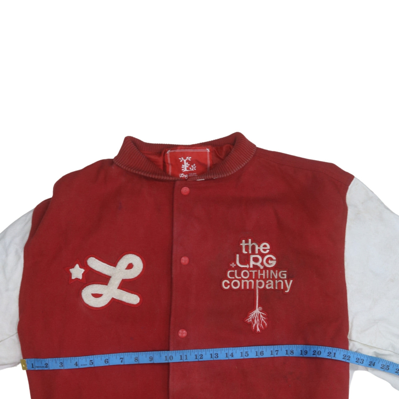 LRG Men's Red Varsity Jacket 2XL Wool Leather Team Captain
