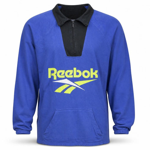 Reebok Mens Blue 1/2 Zip Collared Logo Sweatshirt L Retro Sportswear