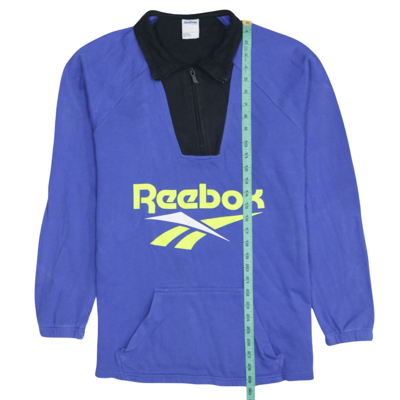 Reebok Mens Blue 1/2 Zip Collared Logo Sweatshirt L Retro Sportswear