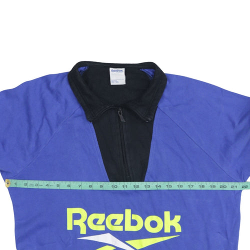 Reebok Mens Blue 1/2 Zip Collared Logo Sweatshirt L Retro Sportswear