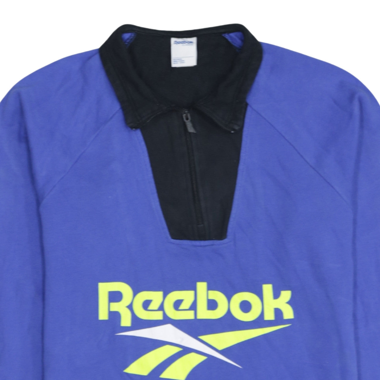 Reebok Mens Blue 1/2 Zip Collared Logo Sweatshirt L Retro Sportswear