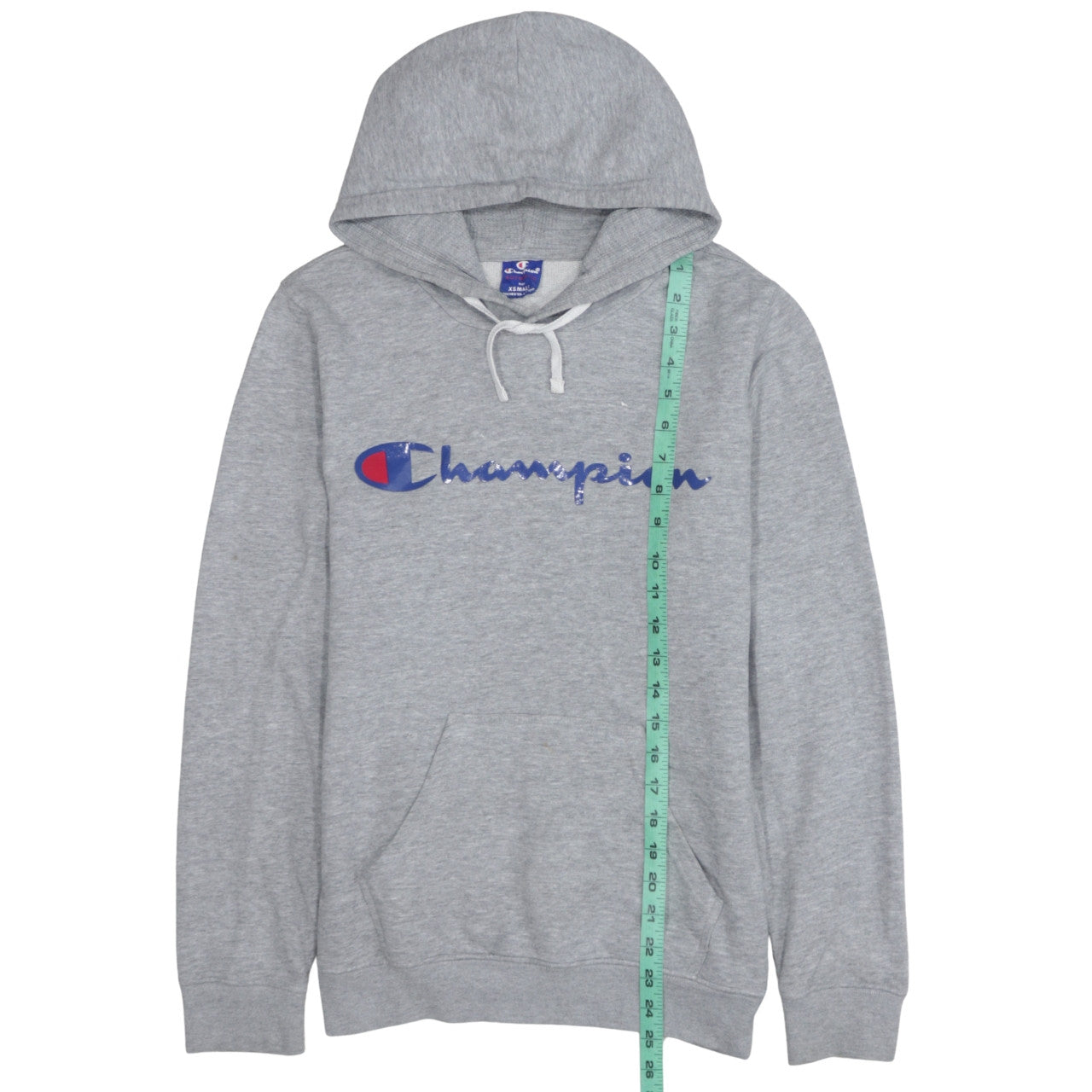 Champion Men's Grey XS Pullover Hoodie with Logo Print