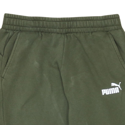 Puma Men's Green Jogger Sweatpants M Regular Fit Elastic Waist