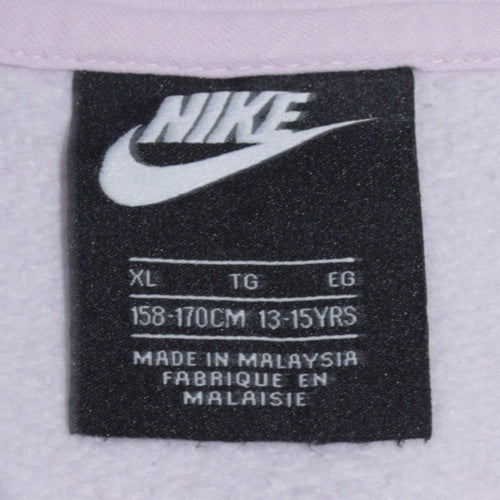 Nike Girls Pink Pullover Hoodie XL 13-15 Years Logo Fleece Sweatshirt