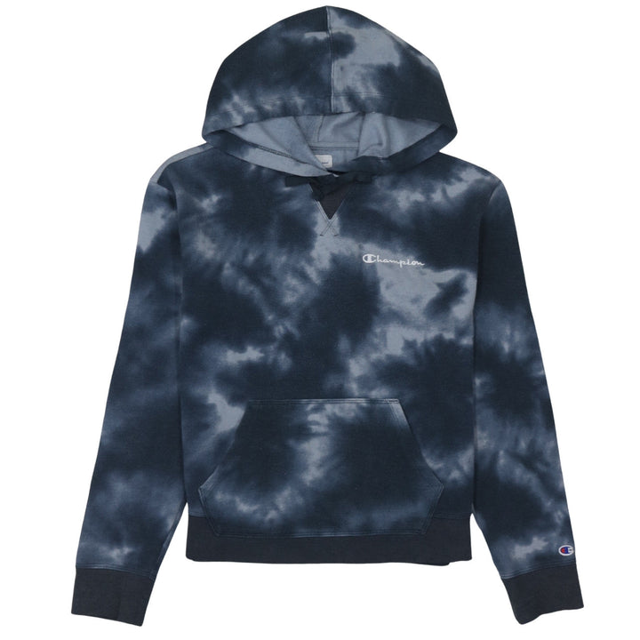 Champion Women's Black Blue Tie-Dye Pullover Hoodie Small