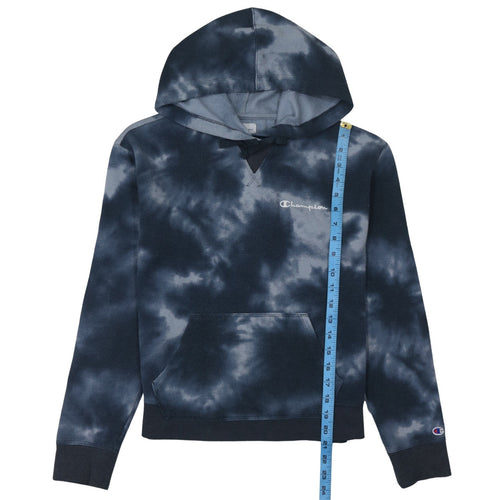 Champion Women's Black Blue Tie-Dye Pullover Hoodie Small
