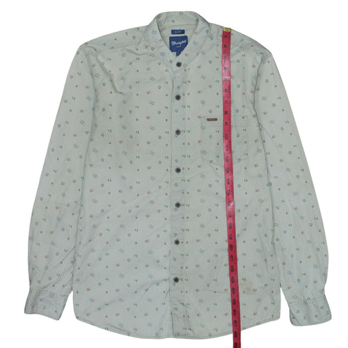 Wrangler Men Beige Slim Fit Long Sleeve Band Collar Button-Up Shirt L
