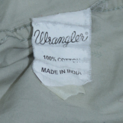 Wrangler Men Beige Slim Fit Long Sleeve Band Collar Button-Up Shirt L