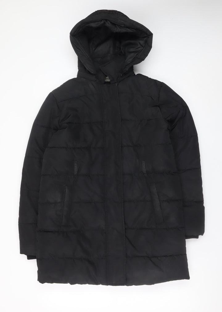 Marks and Spencer Boys Black Hooded Puffer Jacket 13-14 Years Winter Coat