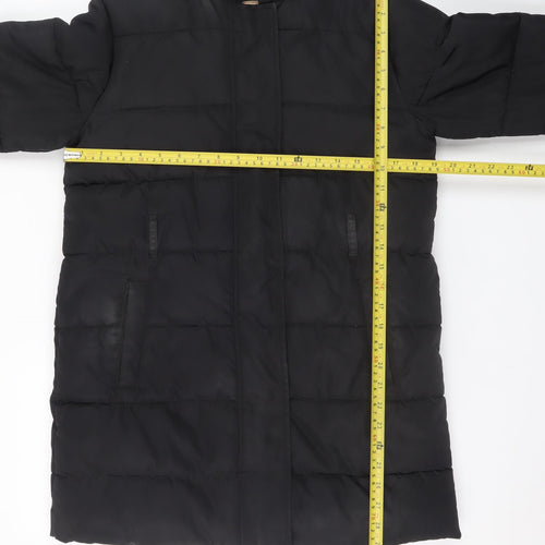 Marks and Spencer Boys Black Hooded Puffer Jacket 13-14 Years Winter Coat