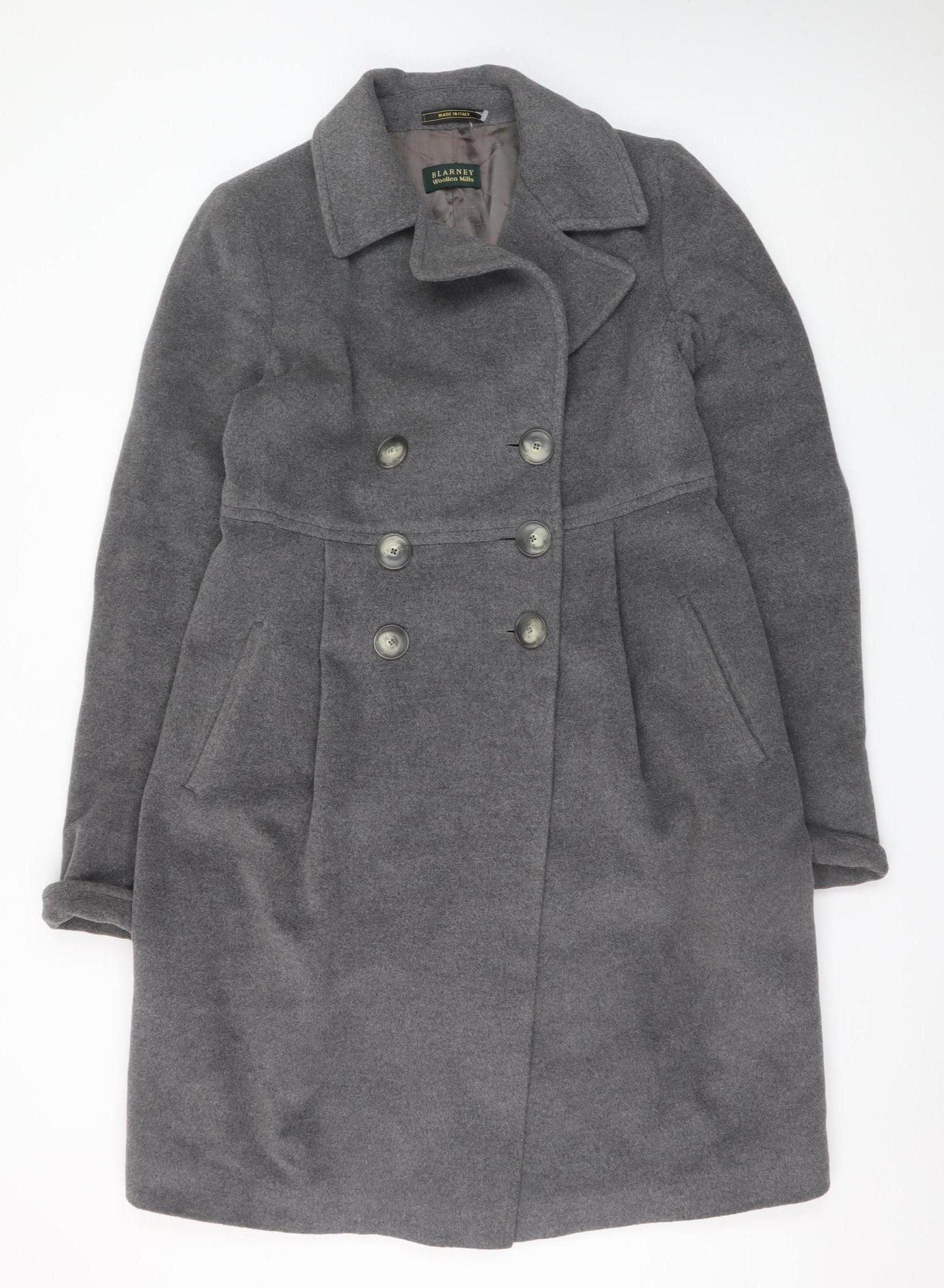 Blarney Woollen Mills Women's Grey Wool Blend Pea Coat Size 16