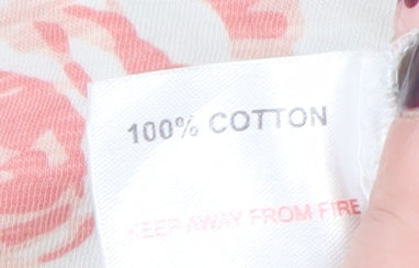Isle Women Floral White Pink Cotton T-Shirt Size 18-20 L
