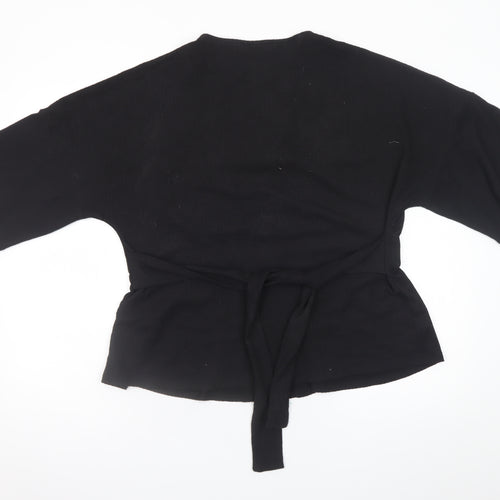 Gallery Women Black Large V-Neck Tunic Top with Tie Belt