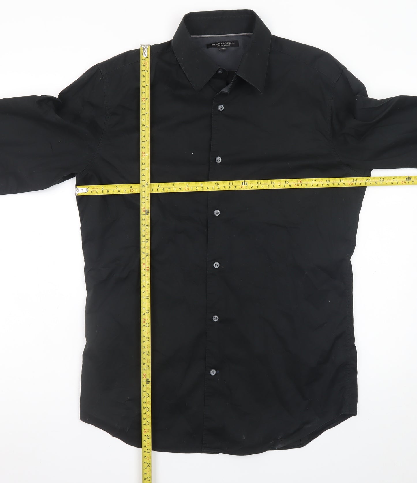 Banana Republic Men's Black Slim Fit Long Sleeve Dress Shirt M