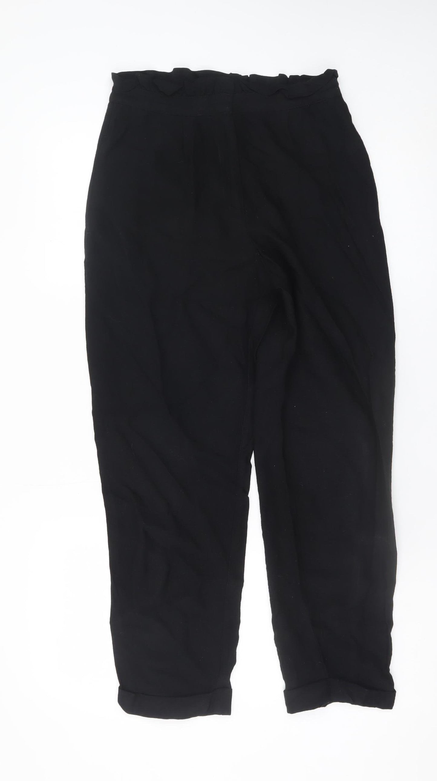 Topshop Women’s Black Paperbag High Waist Tapered Trousers Size 8