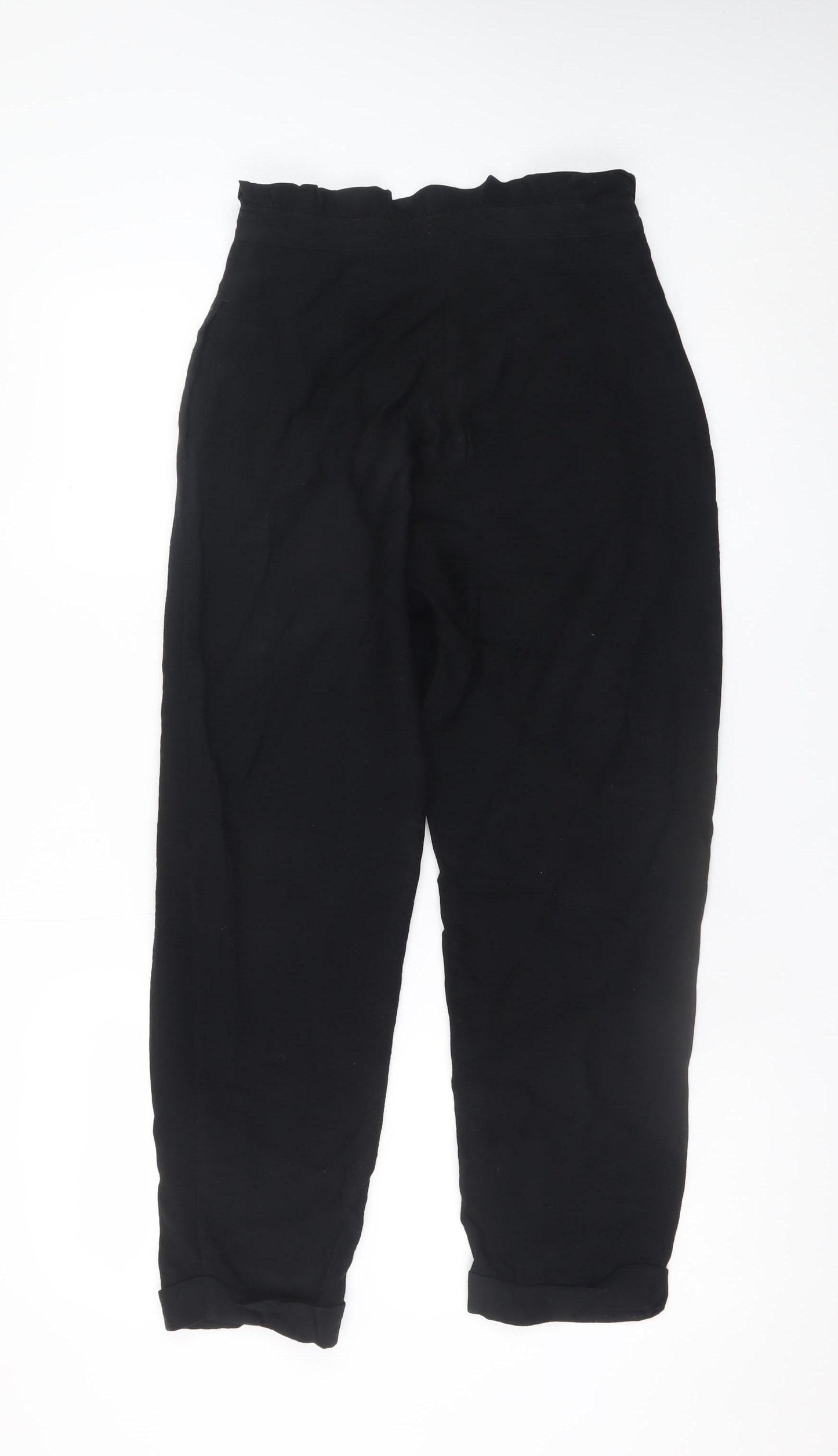 Topshop Women’s Black Paperbag High Waist Tapered Trousers Size 8